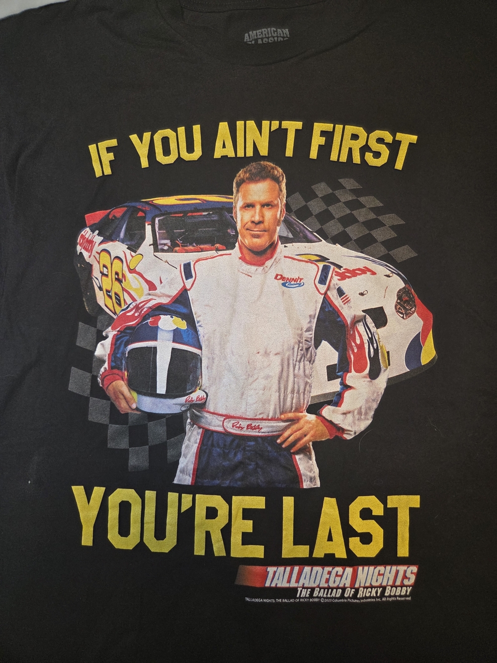 Talladega Nights Ricky Bobby Graphic Tee If You Ain’t First XL Black